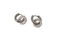 Orecchini a cerchio ad incastro di design di nicchia per le donne, orecchini in argento con scritta incisa e Micro Pave, eleganti gioielli estetici regalo per la festa di compleanno anniversario