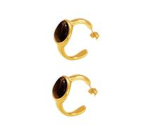 Orecchini a cerchio alla moda a forma di c per le donne vogliono accessori alla moda unici con design con pietra occhio di tigre