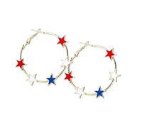 Orecchini a cerchio alla moda con geometria a forma di stella, resistenti alla corrosione, gioielli in lega, facili da pulire, eleganti e versatili, Misura unica, come descritto, come descritto