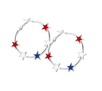 Orecchini a cerchio alla moda con geometria a forma di stella, resistenti alla corrosione, gioielli in lega, facili da pulire, eleganti e versatili, Misura unica, come descritto, come descritto