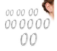 orecchini a cerchio argento uomo donna set 7 paia piccoli anallergici 8mm-20mm eleganti minimal per uso quotidiano regalo moda unisex