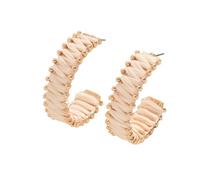 Orecchini a cerchio avvolti in rafia a forma di C, stile dolce cool bicolore da donna, cerchio leggero ipoallergenico, perfetto per l'usura quotidiana, lavoro e appuntamento