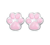 Orecchini a Cerchio Bambina con Zampe Gatto Cane - Qings Argento Sterling 925 Orecchino a Cerchio con Gatti Cani Orma Zampina Piccolo Colorati Smalt Animale Orecchini Regali di per Donne Ragazze