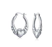 Orecchini A Cerchio Claddagh Celtici Irlandesi Leggeri E Amorevoli Bff Per Donne Adolescenti In Argento Sterling .925 Di 1 Pollice Di Diametro