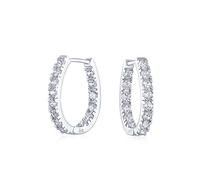 Orecchini a cerchio classici da sposa di forma ovale di medie dimensioni continui dentro e fuori AAA CZ orecchini a cerchio di donne Prom Party Cubic Zirconia nero placcato oro rosa .925 Sterling