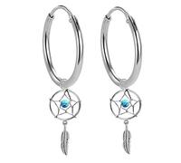 Orecchini a cerchio con acchiappasogni in argento Sterling 925, per donne e ragazze