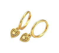 Orecchini a cerchio con ciondolo a forma di cuore in argento Sterling 925 minimalista, con cuori pendenti, piccoli cerchi Huggie Cartilagine, ipoallergenici, regali per donne e ragazze, Argento