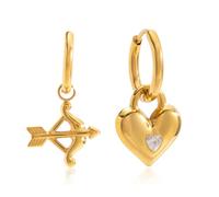 Orecchini a cerchio con ciondolo a forma di freccia di Cupido e cuore, audaci ed eleganti gioielli per le donne