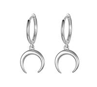 Orecchini a cerchio con ciondolo a forma di luna e stella, per donne e ragazze, piccoli orecchini ad anello con ciondolo a goccia in argento Sterling, Zirconia cubica, Zirconia cubica