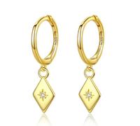 Orecchini A Cerchio Con Ciondolo Geometrico Semplice In Zircone In Argento Sterling 925 Per Donna, Gioielli Punk Per Feste Di Nozze