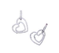 Orecchini a cerchio con doppio cuore a forma di, zirconi micro pavé e cubici, for donne