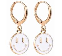 Orecchini a cerchio con faccina sorridente Y2K Preppy Happy Lightning Bolt cuore stella piccolo pendente colorato oro bianco rosso rosa giallo blu gioielli, Zinco, Nessuna pietra preziosa