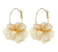 Orecchini a cerchio con fiore dorato per le donne alla moda pendenti Boho dichiarazione floreale filigrana estate primavera orecchini pendenti gioielli