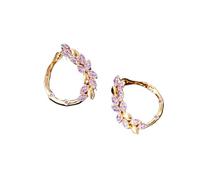Orecchini a cerchio con micro intarsi di zirconi viola e pietre CZ in oro, eleganti gioielli da donna alla moda for tutti i giorni
