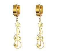 Orecchini a cerchio con note musicali Orecchini con chiave di violino e chitarra Gioielli a tema musicale con pentagramma e strumenti Regali per musicisti, amanti della musica (chitarra oro 2)