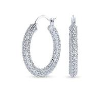 Orecchini a cerchio con pavé di zirconi cubici incrostati per sposa, per donne, in ottone placcato argento, diametro 1,3.