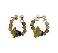 Orecchini a cerchio con perline colorate da donna, stile bohémien, con perline in pietra naturale, color oro, delicati orecchini per tutti i giorni, feste casual e stratificazioni bohémien