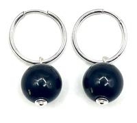 Orecchini a cerchio con pietra in argento sterling, VARIOS, Argento, Nessuna pietra preziosa