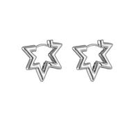 Orecchini a cerchio con stella d'argento minimalista da donna, cerchi a stella a sei punte in lega lucida, gioielli alla moda leggeri per abbigliamento quotidiano