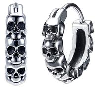 Orecchini a cerchio con teschio gotico da uomo, in acciaio chirurgico, orecchini punk nero Helix Piercing gioielli per le donne, 10mm, Metallo, Non pietra preziosa