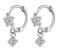 Orecchini a Cerchio Con Zirconia Cubica, Per Donne e Ragazze In Argento Sterling 925 Con Piccoli Strass a Forma Di Margherita Incernierata Piccola Cartilagine Trago Gioielli Alla Moda Ipoallergenic