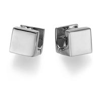 Orecchini a Cerchio Cube 9,5x9,5mm 750 Oro Bianco Brillante Quadrato Orecchini