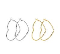 Orecchini a Cerchio Cuori in Acciaio Inossidabile - 2 Paia Set Geometrici Ipoallergenici Per Donne e Ragazze