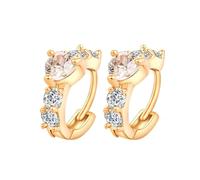 Orecchini a cerchio da donna, a forma di cuore, in stile vintage, con zirconia cubica, dorati, a monachella, alla moda
