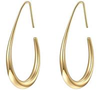 Orecchini a cerchio da donna a goccia, design minimalista, orecchini aerodinamici, in argento 925 ipoallergenico, comodo gancio aperto, spedizione veloce, oro, 20 x 30 cm