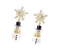 Orecchini a cerchio da donna con ciondolo a forma di pupazzo di neve e fiocco di neve, con eleganti cristalli, da indossare per feste, Misura unica, come descritto, come descritto