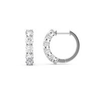 Orecchini a cerchio da donna con diamanti coltivati in laboratorio da 1 a 4 carati con 5 pietre, orecchini a cerchio in oro bianco 14k (E-F, VS1, cttw) orecchini a cerchio con cerniera Privosa Fine