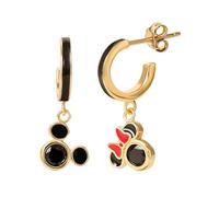 Orecchini a cerchio da donna con Minnie e Topolino non corrispondenti, licenza ufficiale, in argento Sterling placcato oro 18 carati, orecchini Disney in argento Sterling, zirconia cubica