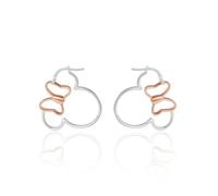 Orecchini a cerchio da donna con Topolino e Minnie, licenza ufficiale, in argento Sterling, con contorno Disney, Argento sterling, Nessuna pietra preziosa