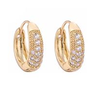 Orecchini a cerchio da donna con zirconia cubica, orecchini a monachella dorati, alla moda