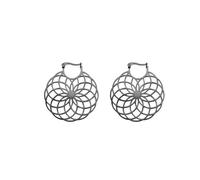 Orecchini a cerchio da donna in acciaio inox con motivo mandala fiore della vita, orecchini vintage piercing gioielli sacro amuleto regalo per feste, Misura unica