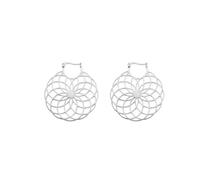 Orecchini a cerchio da donna in acciaio inox con motivo mandala fiore della vita, orecchini vintage piercing gioielli sacro amuleto regalo per feste, Misura unica