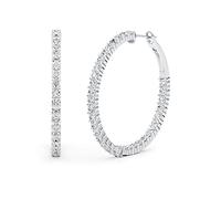 Orecchini a cerchio da donna in argento Sterling 925 con moissanite da 1,5 - 7 carati (D-E, VVS1-VVS2, cttw, DEW) Omega Back Hoops by GLAM AND GEMS, 7 Carat, Argento, Moissanite