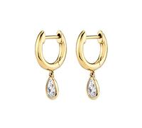 Orecchini a cerchio da donna, in argento Sterling 925 con zirconia cubica a forma di pera, idea regalo per la festa della mamma, Cristallo, Zirconia cubica