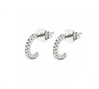 Orecchini a cerchio da donna, in argento Sterling 925, ipoallergenici, a forma di C, con zircone quadrato colorato, regalo per la festa della mamma, Cristallo, Zirconia cubica