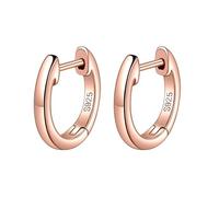 Orecchini a cerchio da donna, in argento Sterling S925, cerchi brillanti, 12,5 x 12 mm, per compleanno, gioielli, Cercles brillants sans pierres précieuses, Argento sterling, Nessuna pietra preziosa