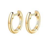 Orecchini a cerchio da donna, in argento Sterling S925, cerchi brillanti, 12,5 x 12 mm, per compleanno, gioielli, Cercles brillants sans pierres précieuses, Argento sterling, Nessuna pietra preziosa