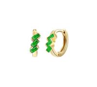 Orecchini a cerchio, da donna, in argento Sterling S925, con zirconi verdi, per la festa del papà, Stil 17, Argento sterling, Zirconia cubica