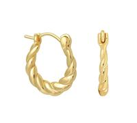 Orecchini a cerchio da donna, in argento Sterling S925, elegante cerchio attorcigliato, per San Valentino, Gold, Argento sterling, Nessuna pietra preziosa