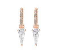 Orecchini a cerchio, da donna, in oro 9/14/18 carati, con moissanite triangolare, Moissanite