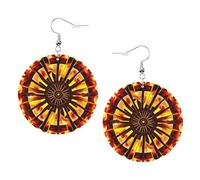 Orecchini a cerchio da donna, in pelle, con stampa "Girando la fiamma", perfetti per feste in costume e accessori per ragazze, Misura unica, Pelle