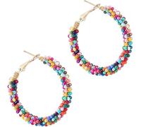 Orecchini a cerchio da donna in stile bohémien, con perline colorate, a forma di margherita, leggeri, pendenti bohémien chic