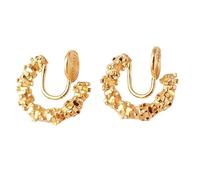 Orecchini a cerchio da donna non forati, oro e argento, grandi, quadrati, intrecciati, comodi, a spirale, Silicone, Non pietra preziosa