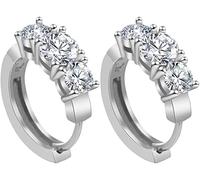 Orecchini a cerchio da donna Orecchini con zirconi femminili alla moda con tre diamanti Orecchini con fibbia per orecchie a quattro artigli Orecchini in oro bianco con piercing all'orecchio per le don