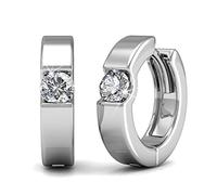 Orecchini a cerchio da donna placcati in oro bianco 18 carati con cristalli scintillanti, regalo per donne, mamma, moglie, ragazza, festa della mamma (E-Hoop2), Metallo, Senza_pietra