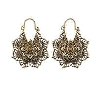 Orecchini a cerchio da donna, vintage, con motivo geometrico di loto, a forma di cuore cavo, alla moda, 9#